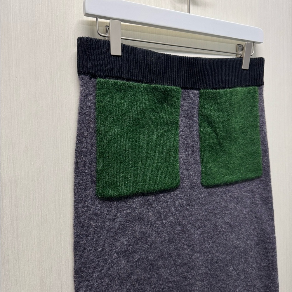 COS Rare Wool Mohair Color Block Midi Skirt - Picture 3 of 7